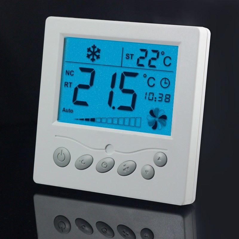 Air Conditioning Digital Fan Coil Thermostat NTC 10K Sensor With 3 Fan Speed